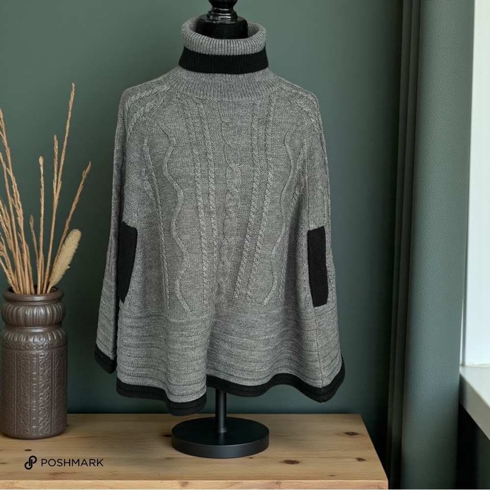 💖 Sarah Spencer Turtleneck Wool Blend Poncho 💖